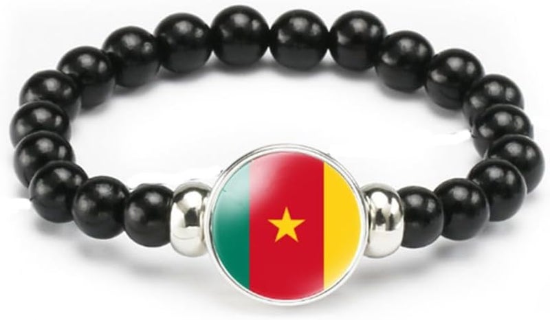 vmcoatdu National Flag Bracelet Elastic Rope Beaded Bracelet Support Your Country Travel Souvenir Gifts for Men Women - Image 1